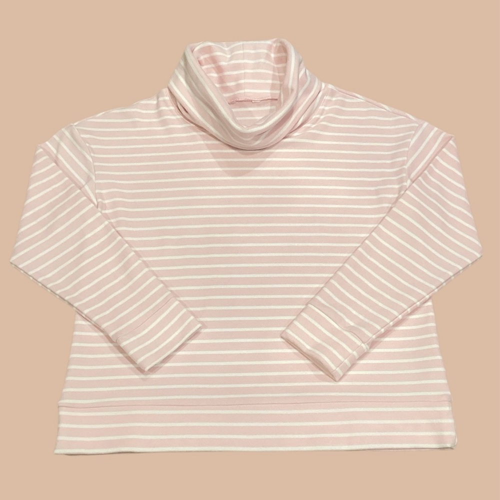 Time and Tru Pink and White Striped Turtleneck Top, size Medium
